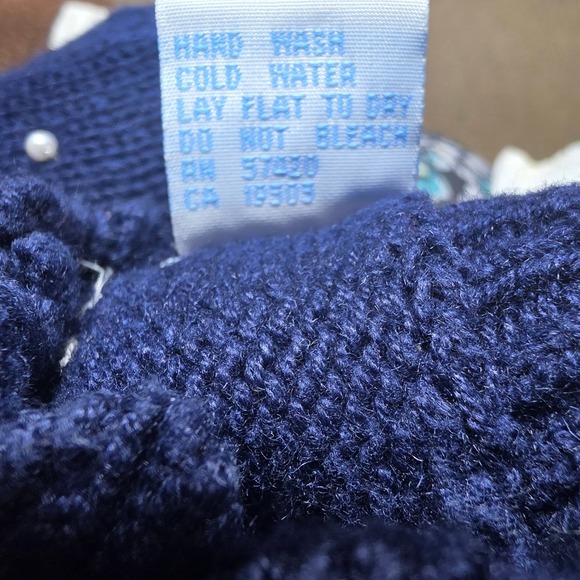 VTG Hanstrings Baby Kids Navy Blue Snowman Christmas Cardigan Sweater 18M - Picture 4 of 4